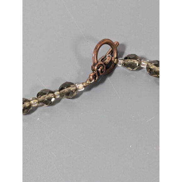 Boho Pink Agate Smokey Faceted Glass Chunky Statement Necklace 25" - Picture 9 of 12